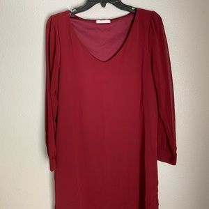 Maroon Long Sleeve Dress